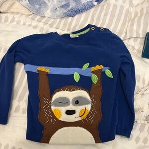 Kids Navy Long-Sleeve Sloth Appliqué Tee